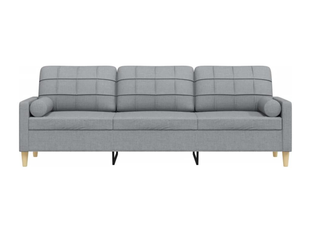 Canapé 3 places avec oreillers gris clair 210 cm tissu 25981IBUK