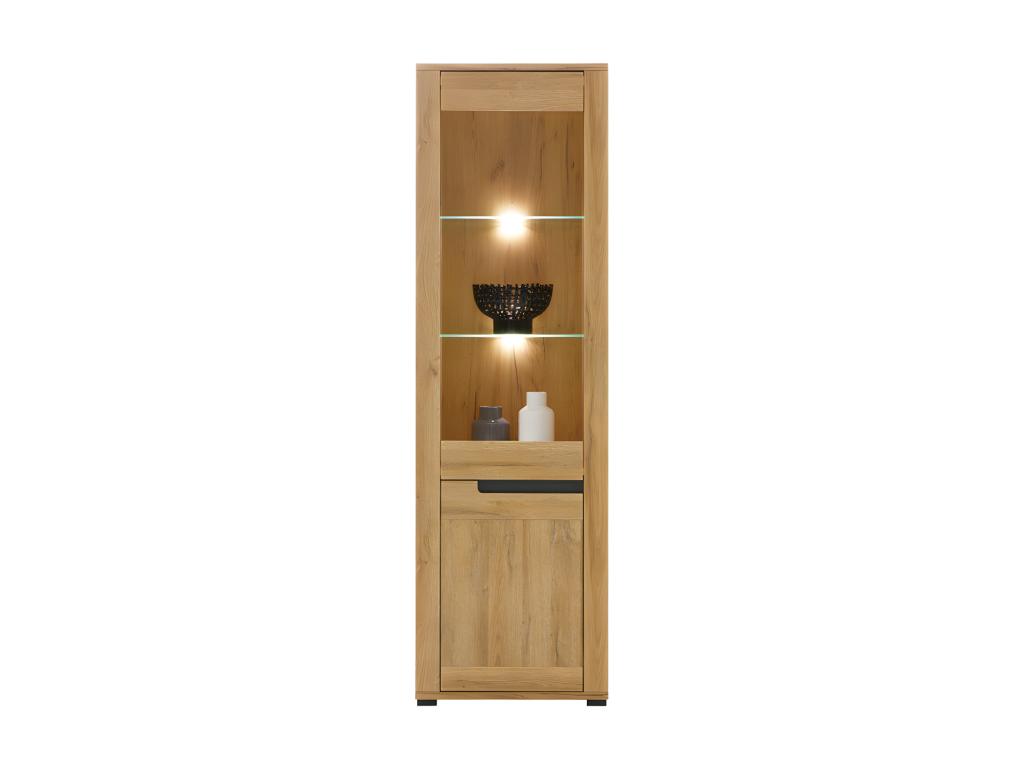 Vitrine 2 portes Chêne/Gris à LEDs - CRACOVIE - L 58 xl 39.5 x H 193.5 cm 07672XTYK