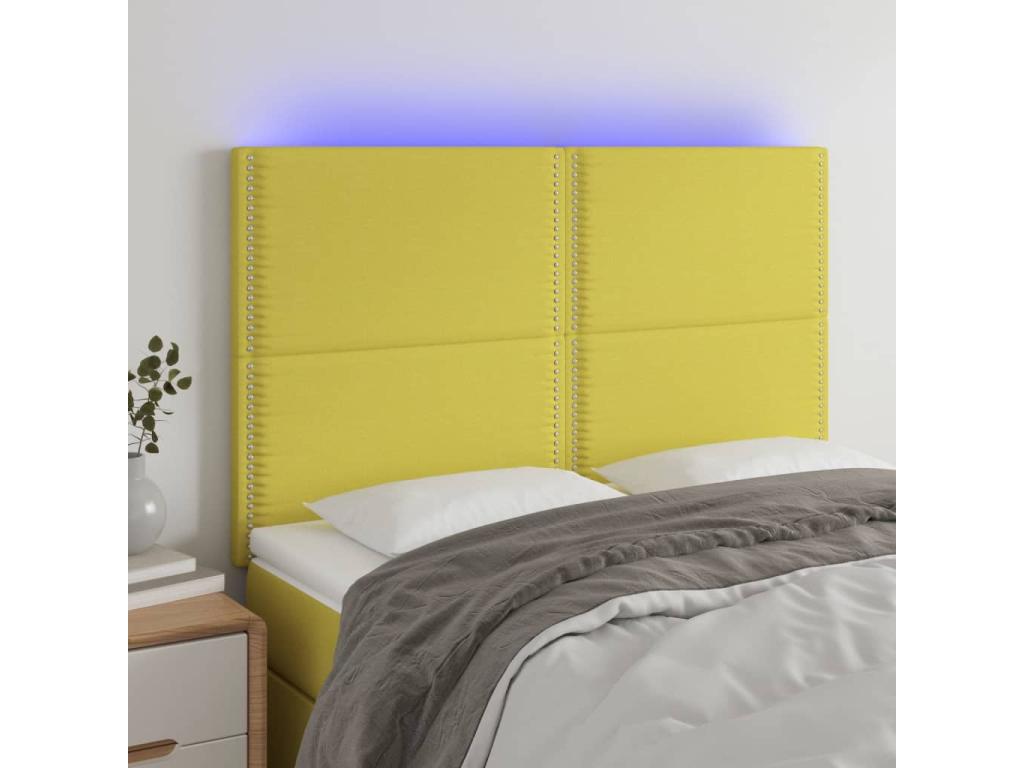 Tête de lit à LED Vert 144x5x118/128 cm Tissu 87317FTEF