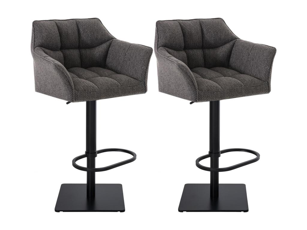 Lot de 2 Tabouret de bar - Tissu / Métal - Gris titane - Calmetop 62331ORPY