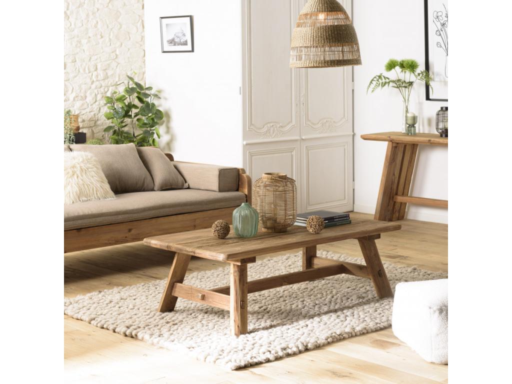 Artvivrestore - Table basse rectangulaire 140x70cm bois Pin recyclé 27738QTTQ