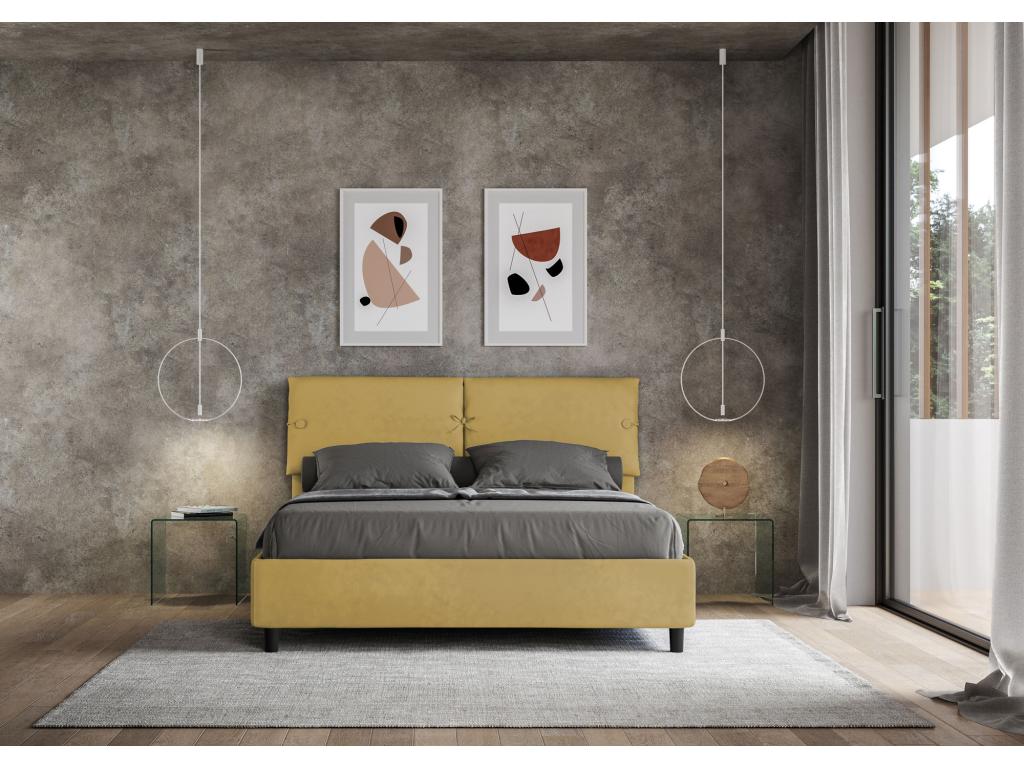Lit sans sommier rembourré 160x190 microfibre ocre Artvivrestore 21749UXRG