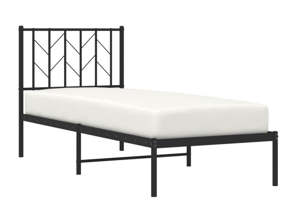 Cadre de lit métal sans matelas avec tête de lit noir 75x190 cm 00378KZZW