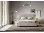 Lit coffre surélevé double capitonné 160x200 microfibre sable Calmetop 33548LUZT