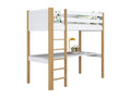 Lit mezzanine en bois - avec bureau N06 Blanc / Chêne Naturel 100x180 71201REGI
