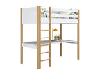 Lit mezzanine en bois - avec bureau N06 Blanc / Chêne Naturel 100x180 71201REGI