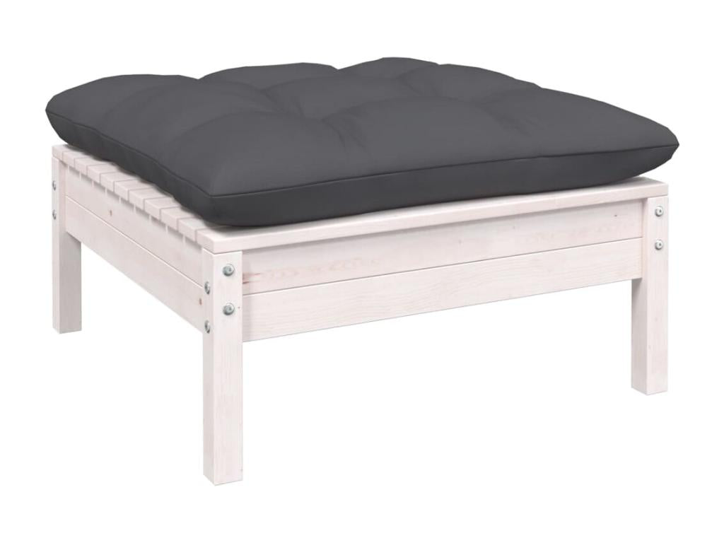 Salon de jardin 8 pièces avec coussins blanc bois de pin massif 63260RSQS