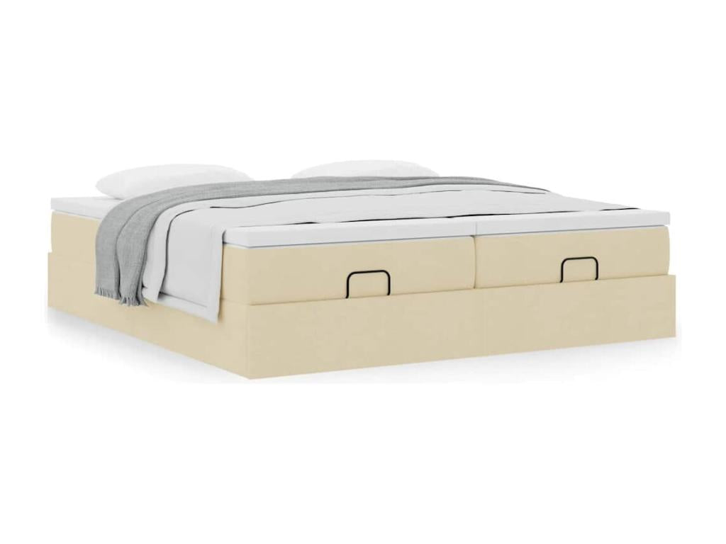 Cadre de lit Calmetop avec matelas crème 180x200 cm tissu 40167QIVC