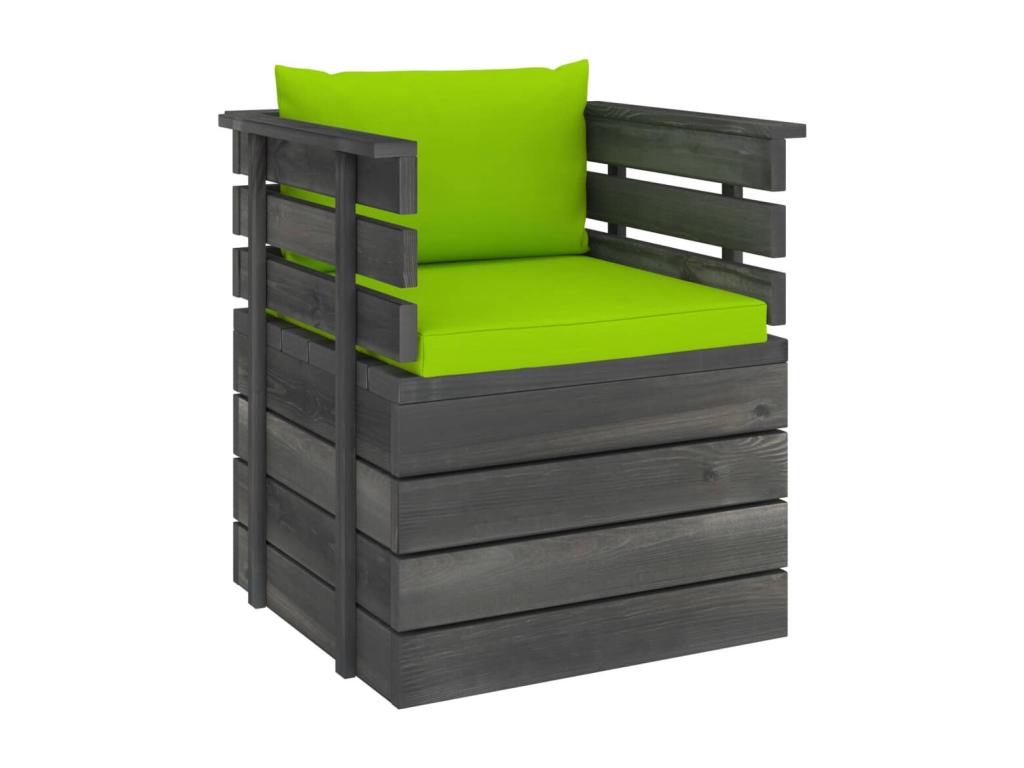 Fauteuil de jardin avec coussins Bois de pin 66804ATCB