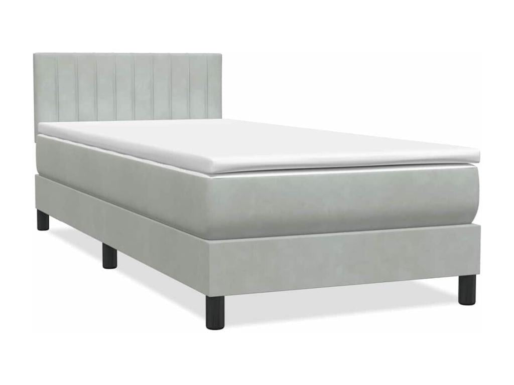 Sommier à Calmetop de lit et matelas gris clair 80x220 cm velours 03799UQDH