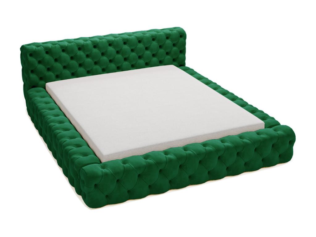 Lit rembourré avec rangement - 160x200 - lit double - velours - vert - Artvivrestore 97835TWAC