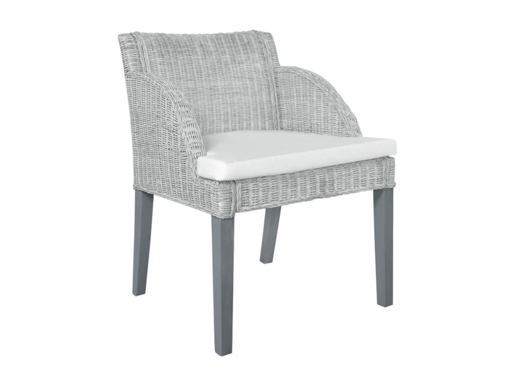 Chaise à manger avec coussin Gris Rotin naturel 39309LVFC