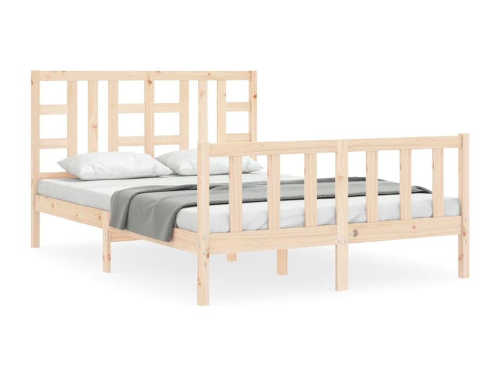 Cadre de lit avec tête de lit 140x200 cm bois massif 02343POUU