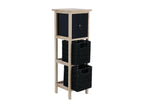 Meuble de rangement en Bois Noir et Naturel avec 1 Tiroir et 2 Paniers H 77 cm 54232BMUY