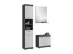 Ensemble salle de bain Calmetop – Meuble sous vasque miroir et colonne – Gris foncé et blanc 99772WYOM