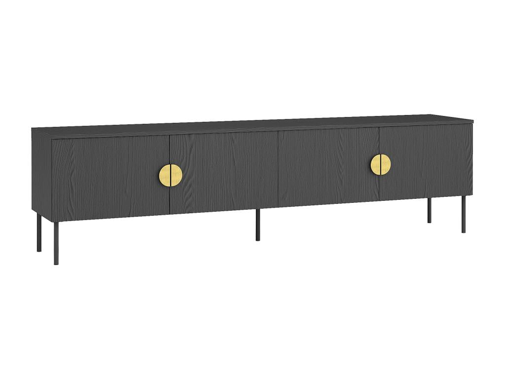 Meuble TV avec 4 portes - Noir et doré - Calmetop 28080MBSR