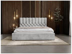 Lit rembourré avec rangement - 140x200 - lit double - velours - gris clair - Roma 62432YOLB