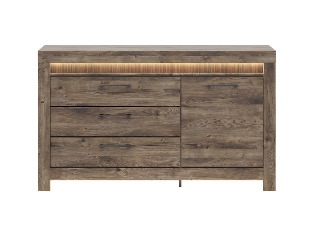 Buffet 1 porte 3 tiroirs LED inclus Calmetop Bois 10839TRJJ