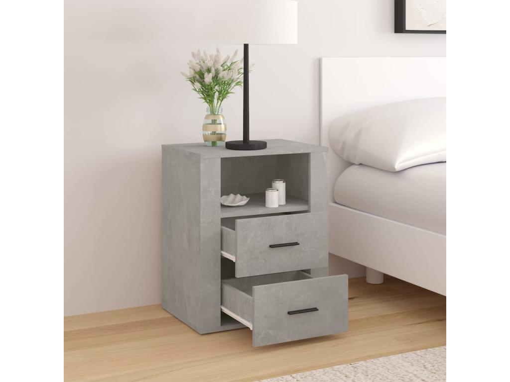 Table de chevet Gris béton 50x36x60 cm Bois d'ingénierie 54659BCSK