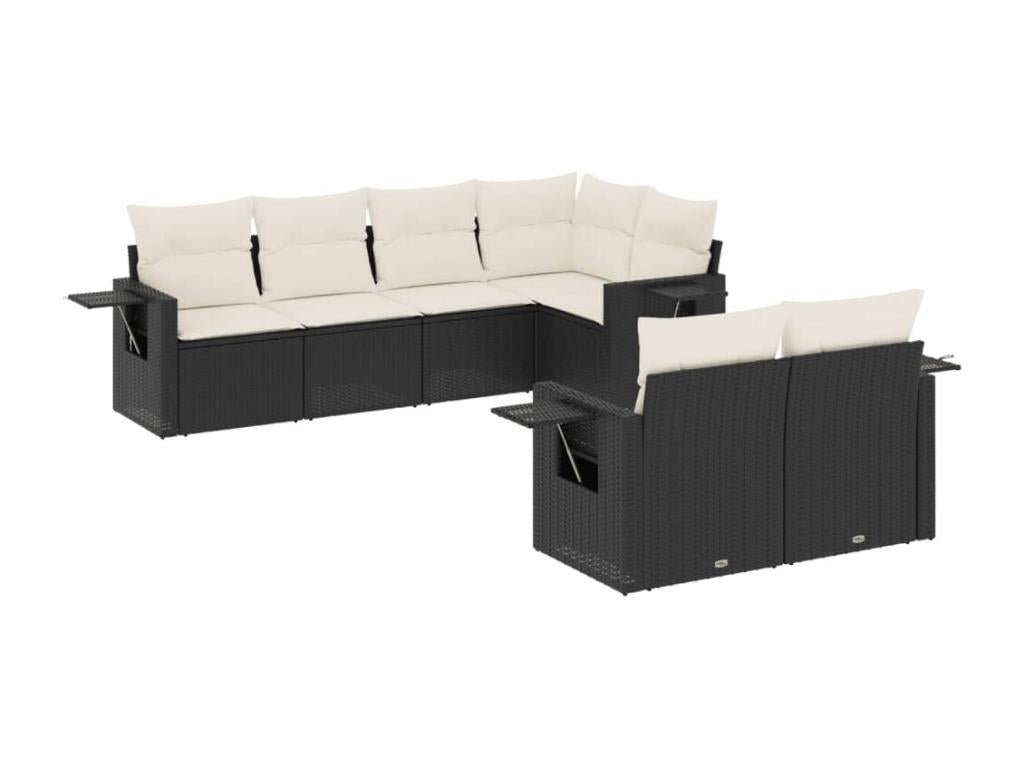 Salon de jardin 7 pièces avec coussins noir résine tressée 41005IPRE