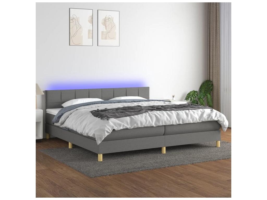 Sommier à Calmetop de lit et matelas et LED Gris foncé 200x200 44816WBNI