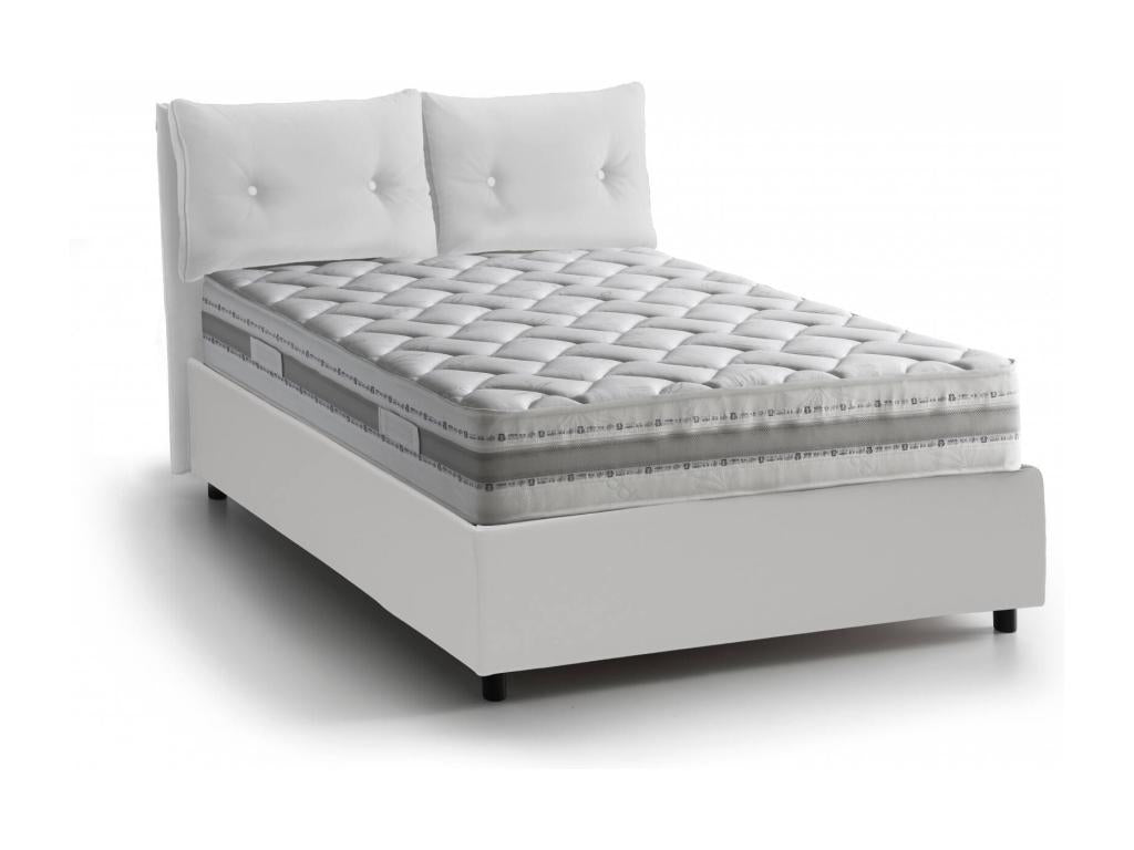 Lit double Calmetop Lit coffre avec revêtement en éco-cuir Made in Italy Ouverture frontale adaptée pour matelas 120x190 cm Blanc 98328NZIQ
