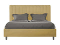Lit avec sommier rembourré 160x200 microfibre ocre Artvivrestore 20988WNER