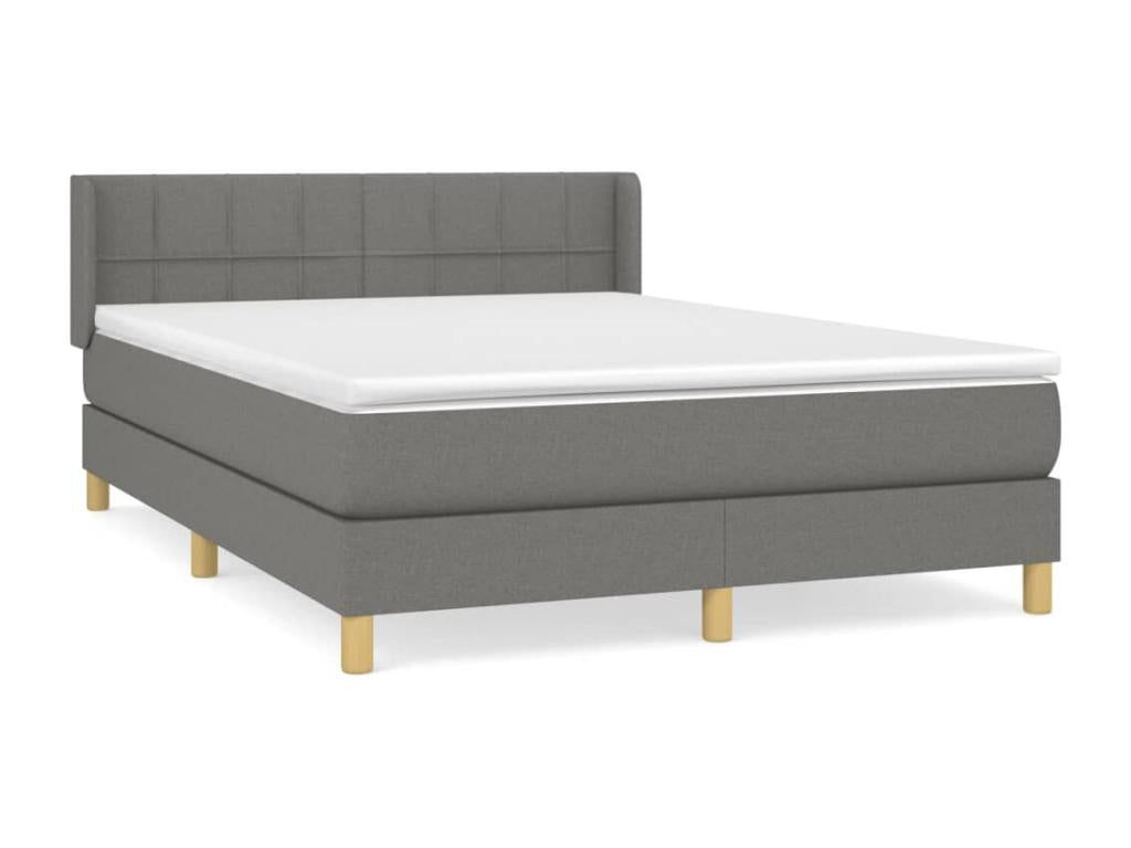 Sommier à Artvivrestore de lit avec matelas Gris foncé 140x190cm Tissu 68673FEUE