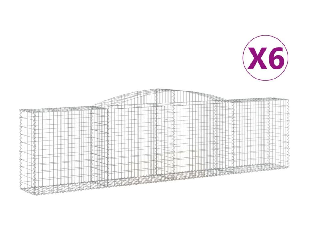 Paniers à gabions arqués 6 pcs 400x50x100-120 Fer galvanisé 30809AGYU