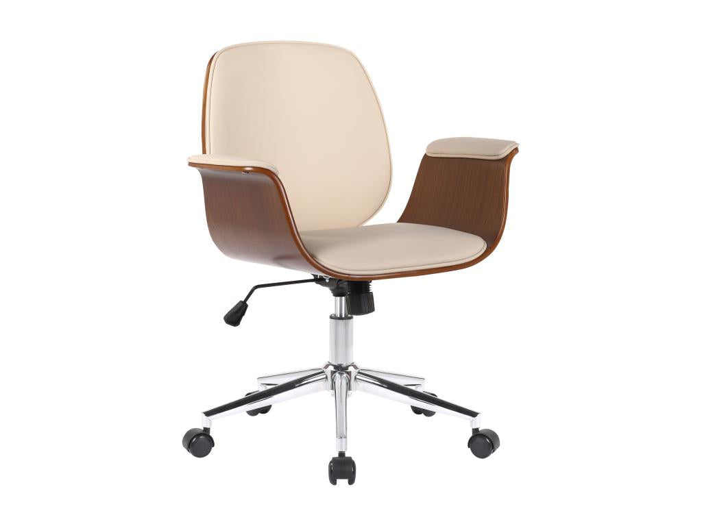 Chaise de bureau - Bois / Métal - Noyer / Crème - Nidchicshop 02679QXUB