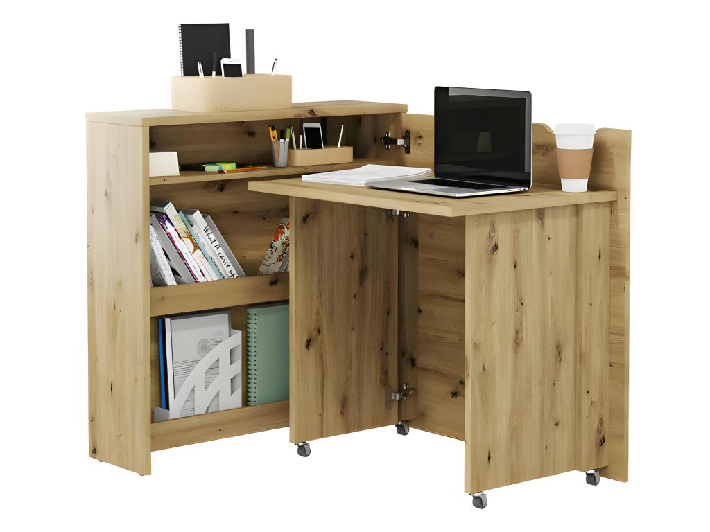 Nidchicshop Bureau extensible avec rangement 90cm Nidchicshop chene Nidchicshop droit 29555OMUD
