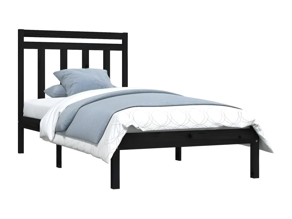 Cadre de lit sans matelas noir 100x200 cm bois massif 40568DRAY