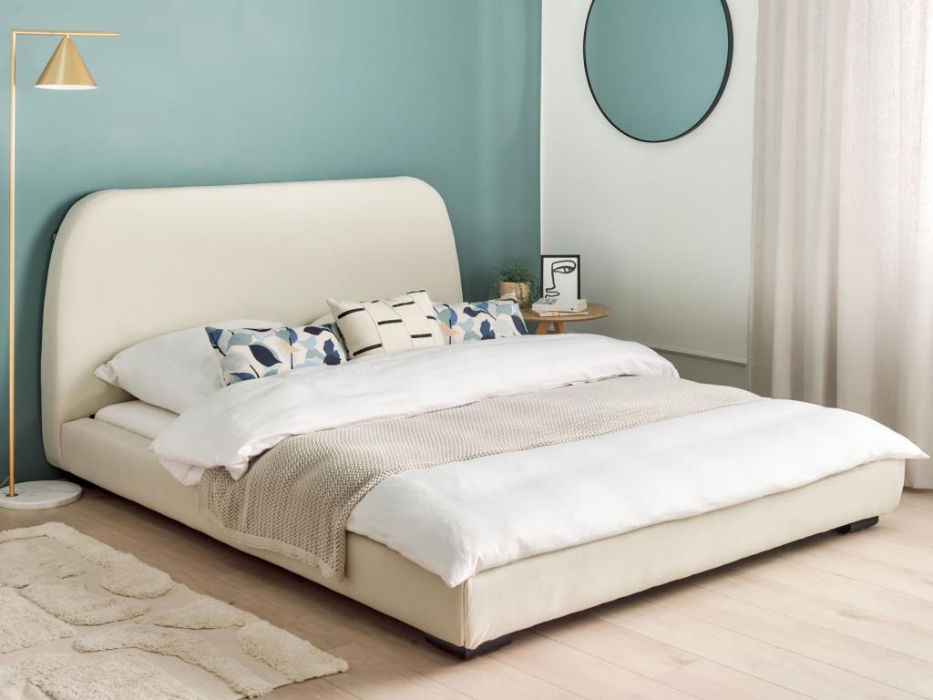 Lit avec sommier Tissu Artvivrestore 160x200 cm Crème 11037QDKT