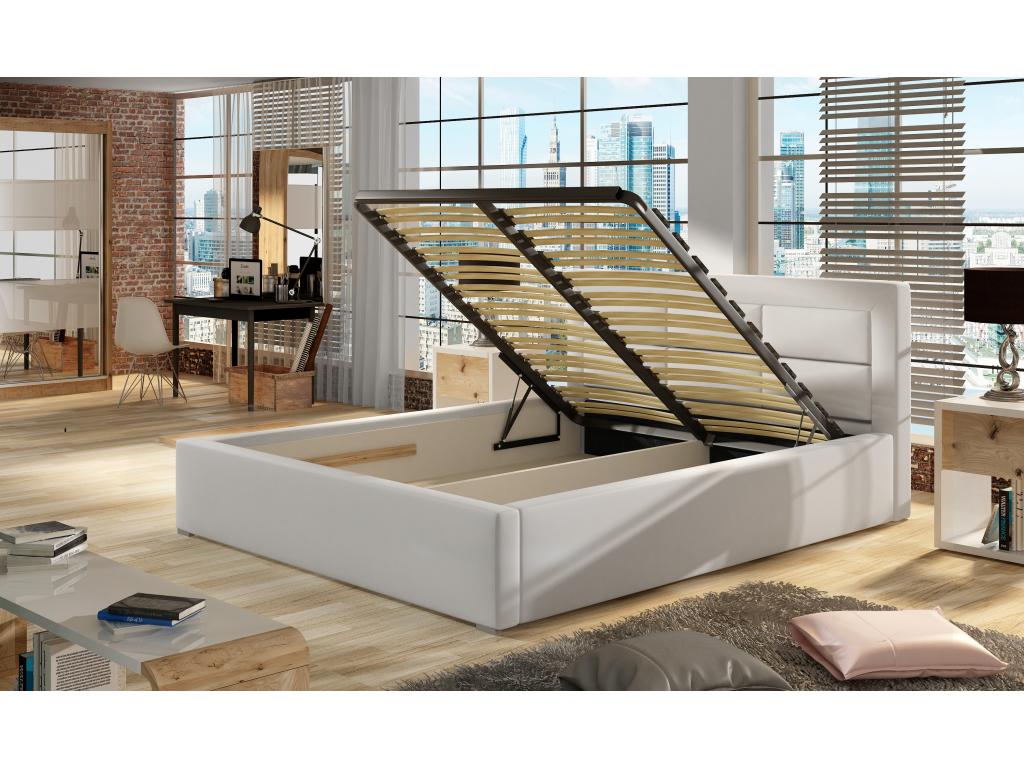 Lit moderne velours capitonné Calmetop-Couleur Bleu canard-180x200-Version coffre de rangement 13055LYXZ