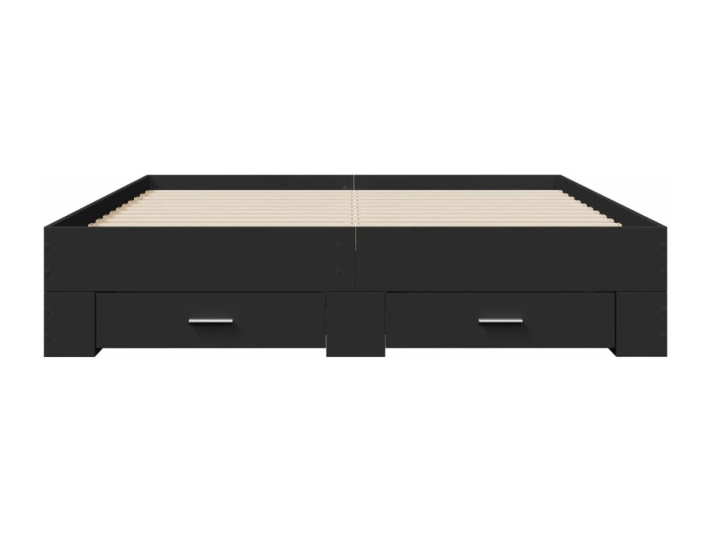 Cadre de lit à tiroirs noir 160x200 bois d'ingénierie 02255PASB