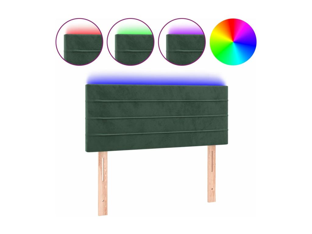 Tête de lit à LED Vert foncé 90x5x78/88 cm Velours 00728NKMT