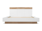 Lit double flottant en bois avec tête de lit - 140x200 cm - chêne Calmetop blanc 14264UAUC