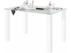 Table de salle à manger 120x80 cm avec plateau en verre / pieds blancs 18644KZUS