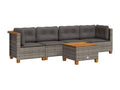 Salon de jardin 5 pcs avec coussins gris résine tressée 88158QUTG