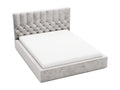 Lit rembourré avec rangement - 140x200 - lit double - velours - gris clair - Roma 62432YOLB