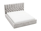 Lit rembourré avec rangement - 140x200 - lit double - velours - gris clair - Roma 62432YOLB