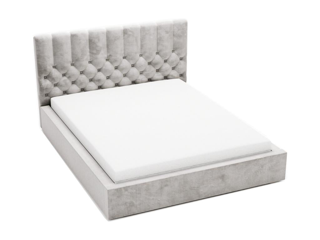 Lit rembourré avec rangement - 140x200 - lit double - velours - gris clair - Roma 62432YOLB