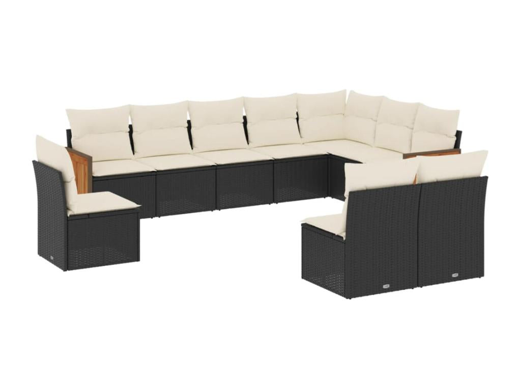 Salon de jardin 10 pcs avec coussins noir résine tressée 49209SEYN