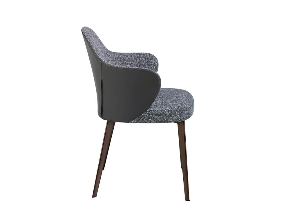 Chaise de salle à manger en tissu et simili cuir écologique avec pieds en acier brun 4102 Artvivrestore 83302HCXJ