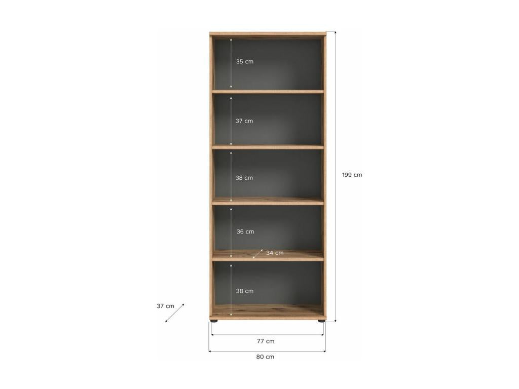 Artvivrestore étagère de bureau 80cm 4 tablettes gris chêne décor. 54719IUQO