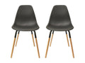 Calmetop - Lot de 2 Chaises Polypropylène Noir et Bois 19932YXCE