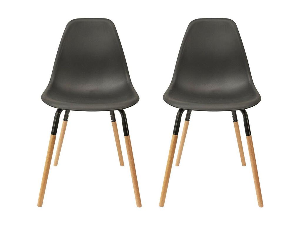 Calmetop - Lot de 2 Chaises Polypropylène Noir et Bois 19932YXCE
