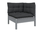 Salon de jardin 9 pcs avec coussins Gris Bois de pin 2 82170CTQE