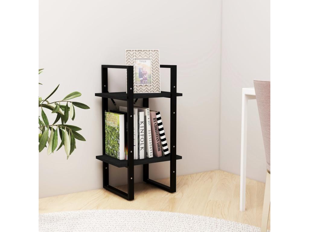 Bibliothèque à 2 niveaux Noir 40x30x70 cm Bois de pin massif 53625XAFA