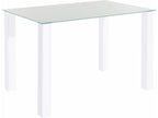 Table de salle à manger 120x80 cm avec plateau en verre / pieds blancs 18644KZUS
